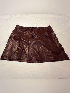 SHEIN Burgundy Faux Leather Mini Skirt